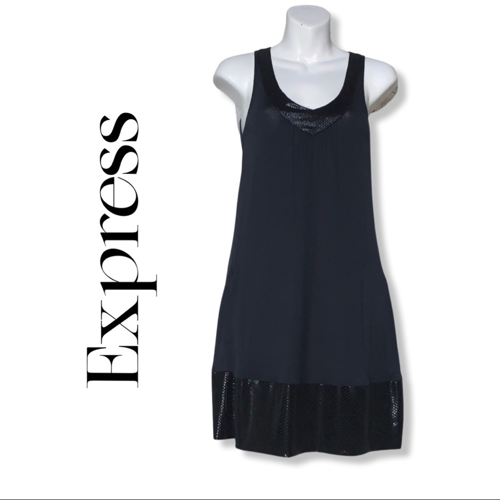 Express Black Sleeveless Dress w/ Pytho Print Around Edges